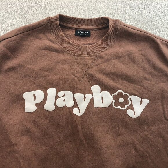 Playboy By PacSun Womens Sweatshirt Small Floral Pullover Colorblock Casual Y2K - Picture 7 of 13